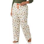 Pantalons de pyjama beige clair en coton à motif animaux Taille XS plus size look casual pour femme 