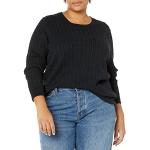 Pullovers noirs à manches longues à col rond Taille XL plus size classiques pour femme 