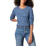 Pullovers bleus en coton mélangé à manches longues à col rond Taille 5 XL plus size classiques pour femme 
