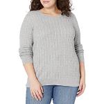 Pullovers gris clair à manches longues à col rond Taille XL plus size classiques pour femme 