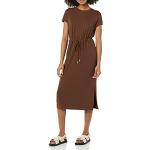Robes d'été marron en modal tencel mi-longues Taille 3 XL plus size look casual pour femme 