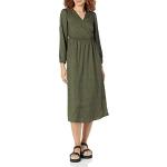 Robes d'été vert olive à motif animaux midi à manches longues Taille XL plus size look casual pour femme 