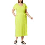 Robes d'été de printemps vert émeraude en coton mi-longues à manches courtes Taille S look casual pour femme 