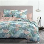 Linge de lit rose pastel à fleurs en coton à motif fleurs éco-responsable en lot de 2 240x220 cm 