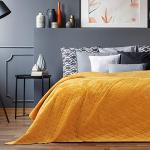 Couvre-lits jaunes en velours 170x210 cm 