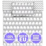 Housses de couette grises en coton à motif éléphants 100x135 cm pour enfant 