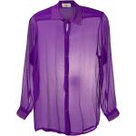 Chemises Amir Slama violettes à effet froissé en soie à manches longues classiques pour femme en promo 
