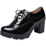 Chaussures oxford noires en caoutchouc Pointure 38,5 avec un talon entre 3 et 5cm look casual pour femme 