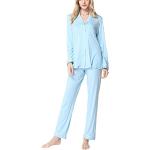 Chemises de nuit longues bleu ciel en coton Taille XL look fashion pour femme 