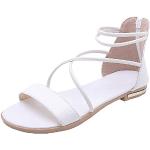 Sandales blanches en cuir à bouts ouverts Pointure 43,5 look fashion pour femme 