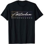 T-shirts noirs à motif Amsterdam Taille S rétro pour homme 