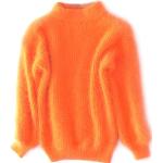 Pullovers orange en peluche à manches longues à col rond Tailles uniques look casual pour femme en promo 