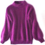 Pullovers violets en peluche à manches longues à col rond Tailles uniques look casual pour femme en promo 