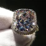 Bagues de mariage argentées en or blanc de fiançailles 14 carats en diamant classiques pour femme 