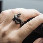 Bagues vintage de mariage gris plomb en métal à motif serpents fait main look fashion pour femme 