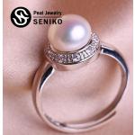 Bagues blanches en métal à perles fantaisies look fashion pour femme 