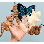 Marionnettes à doigt en laine à motif papillons 