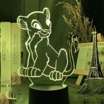 Anime Lion King Simba 3d illusion bébé veilleuse LED capteur tactile enfants chambre lampe de table décoration cadeau d'anniversaire-16 couleurs avec télécommande