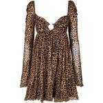 Robes de printemps Aniye By marron à effet léopard en polyester à manches longues lavable en machine à manches longues Taille XS pour femme 