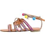 Sandales plates multicolores à perles à talons compensés à lacets Pointure 39,5 style bohème pour femme 