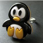 Bagues argentées en argent à motif pingouins en argent fait main look Kawaii 