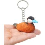Porte-clés marron en verre à motif canards 
