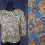 Chemises vintage vertes en fibre synthétique à motif fleurs made in France Taille L look hippie pour femme 