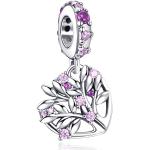 Charms en argent roses à perles personnalisés look fashion pour femme 