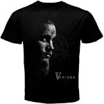 T-shirts noirs en coton à manches courtes Vikings à manches courtes Taille L look fashion pour homme 