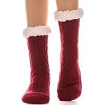 Chaussettes antidérapantes pour fêtes de Noël rouges en caoutchouc Pointure 39 look fashion pour femme 