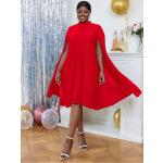 Robes de cocktail rouges mi-longues Taille 3 XL plus size look casual pour femme 