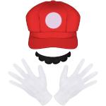 Gants rouges en fibre synthétique Halloween Super Mario Mario Tailles uniques look fashion 