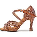 Chaussures de tango marron en daim à strass Pointure 38 classiques pour femme en promo 