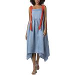 APART Fashion Linen Dress Robe, Bleu (Hell Blau-Orange Hell Blau-Orange), 40 Femme