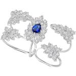 Bagues de mariage bleues en cristal deux doigts 18 carats look fashion pour femme 