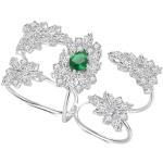 Bagues de mariage vertes en cristal deux doigts 18 carats look fashion pour femme 