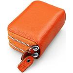 Porte-cartes en cuir orange en cuir avec blocage RFID look fashion 