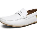 AQQWWER Chaussures habillées pour Hommes Mens Loafers Shoes Slip-on Male Sneakers Casual Leather Driving Classic Boat Shoe Brand Design Flats Loafers for Men (Color : White, Size : 12 US)
