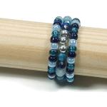 Bagues bleus clairs en argent à perles en perle en lot de 3 pour femme 