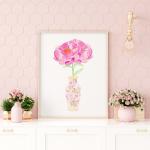 Vases chinois rose pastel à fleurs en porcelaine 