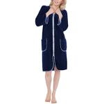 Robes de chambre longues bleus foncé en velours Taille 4 XL look fashion pour femme 