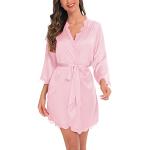 Peignoirs en satin rose bonbon en polyester Taille XL look casual pour femme 