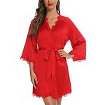 Peignoirs Kimono de mariée rouges en polyester Taille XXL look fashion pour femme 