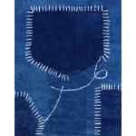 Tapis bleu marine en coton lavable en machine 120x160 