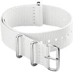 Archer Watch Straps - Bracelet de Montre Classique en Nylon de Style NATO - Blanc, 20mm