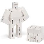 Areaware- Micro Cubebot Jouet en Bois, DWC4W, Blanc
