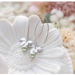 Boucles d'oreilles de mariée argentées en argent à perles en argent pour femme 