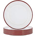 Assiettes plates rouge rouille en émail diamètre 20 cm rustiques 