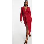 Robes décolletées rouges en satin longues Taille XXS classiques pour femme en promo 