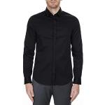 Chemises de créateur Armani Exchange noires en coton à manches longues stretch à manches longues Taille S look casual pour homme 